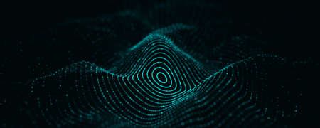 Abstract technology circle wave. Flow of particles. Big data transfer visualization. 3d rendering.