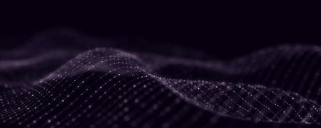 Abstract technology wave. Flow of particles. Big data transfer visualization. 3d rendering.の写真素材