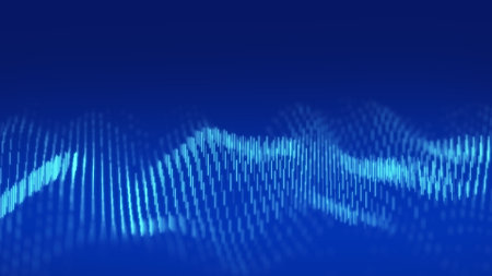 Dynamic wave of lines. Abstract futuristic background. Big data visualization. 3D rendering.の写真素材