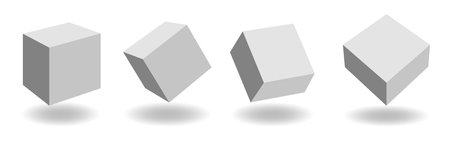 Set of white 3d cubes with shadows on white background.のイラスト素材