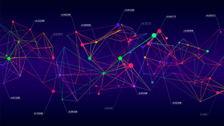 Network connection structure. Block chain technology concept. Digital background with dots and lines. Big data visualization. Artificial intelligence. Vector illustration.のイラスト素材