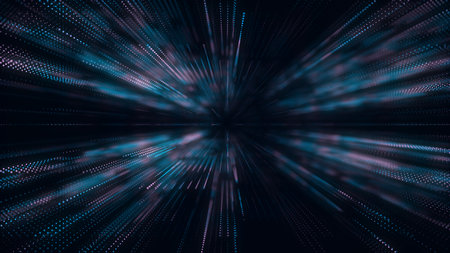 Digital blue background of particles. Abstract futuristic illustration. Big data visualization....