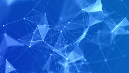 Blue network connection structure. Digital background with dots and lines. Big data visualization....
