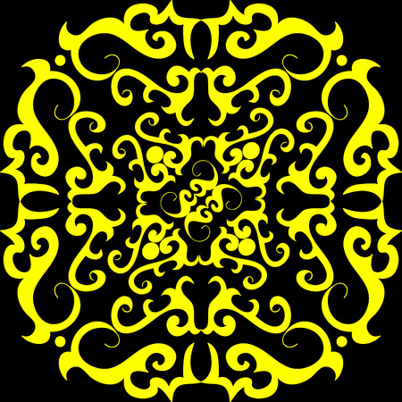 Seamless yellow ornament vector pattern on blackのイラスト素材