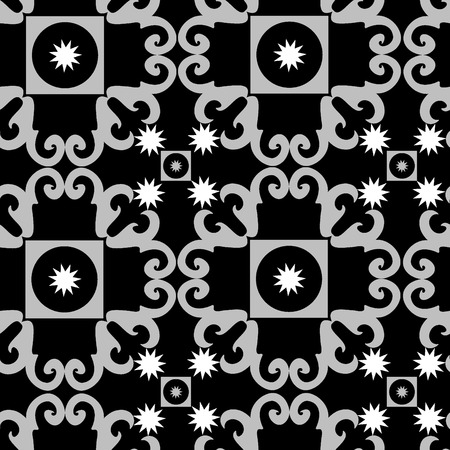 Seamless black and white ornament vector patternのイラスト素材