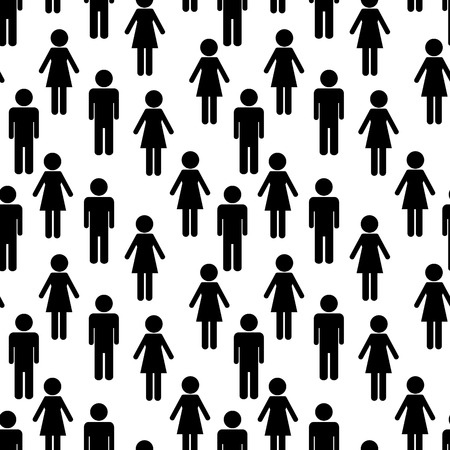 Vector seamless woman and man silhouettesのイラスト素材