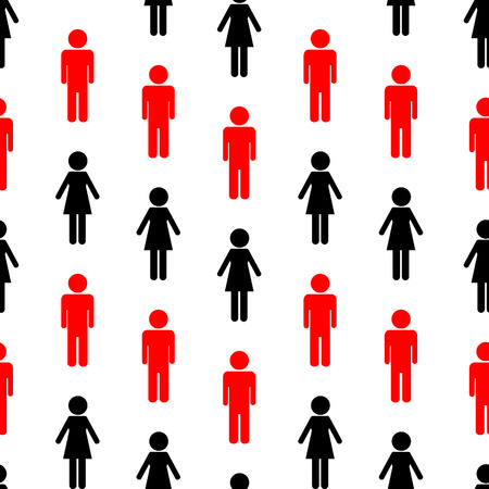 Vector seamless woman and man silhouettesのイラスト素材