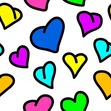 Seamless colorful heart vector patternのイラスト素材