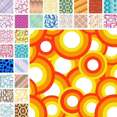 Many retro seamless color patternsのイラスト素材