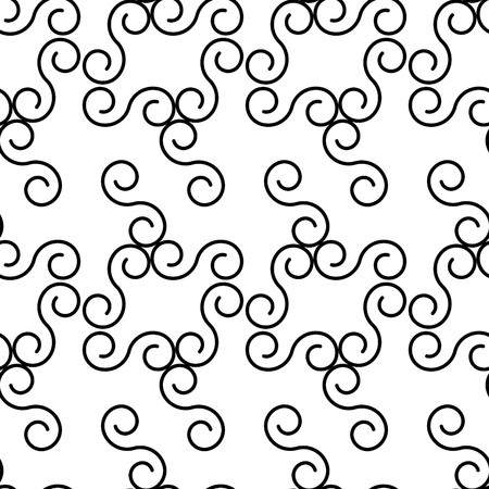 Seamless black and white swirl ornament patternのイラスト素材