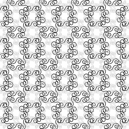 Seamless black and white swirl ornament patternのイラスト素材