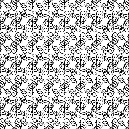 Seamless black and white swirl ornament patternのイラスト素材