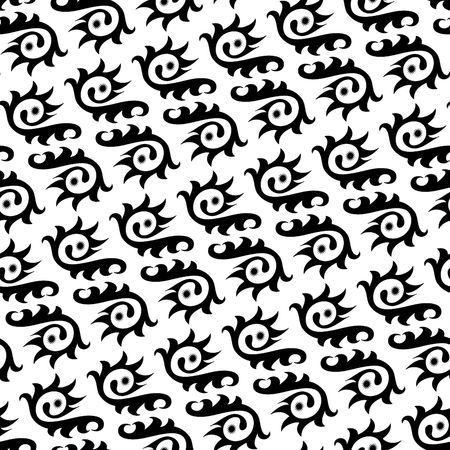 Seamless black and white ornament patternのイラスト素材