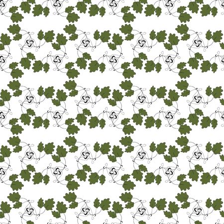 Seamless green plant wallpaper on whiteのイラスト素材
