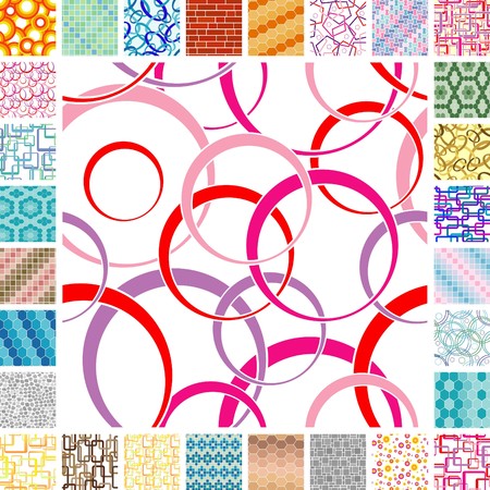 Many seamless tile vivid patternsのイラスト素材