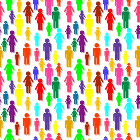 seamless colorful people silhouettesのイラスト素材