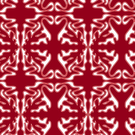 Seamless red swirl ornament pattern on whiteのイラスト素材