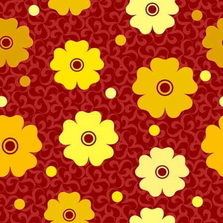 Hot colorful repeating flower seamless backgroundのイラスト素材