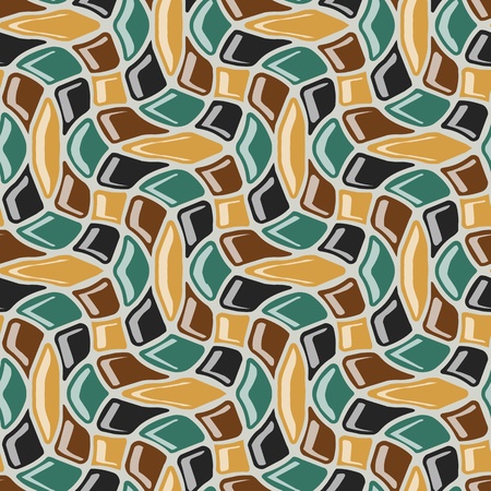 Seamless abstract plaid background with green brown wave tilesのイラスト素材