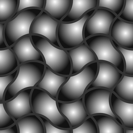 Seamless texture pattern with black wave tilesのイラスト素材