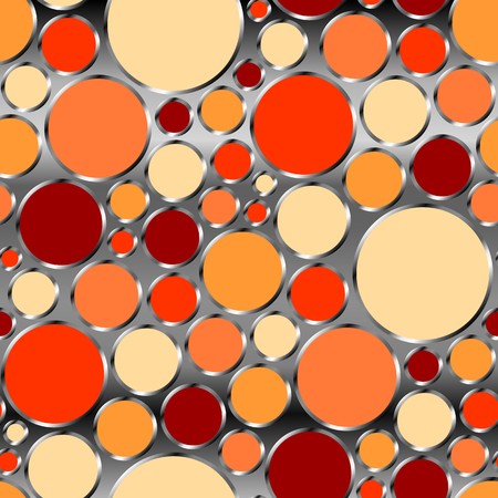 Retro hot color seamless circle background on greyのイラスト素材