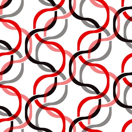 Seamless abstract pattern with black and red wave lines on whiteのイラスト素材