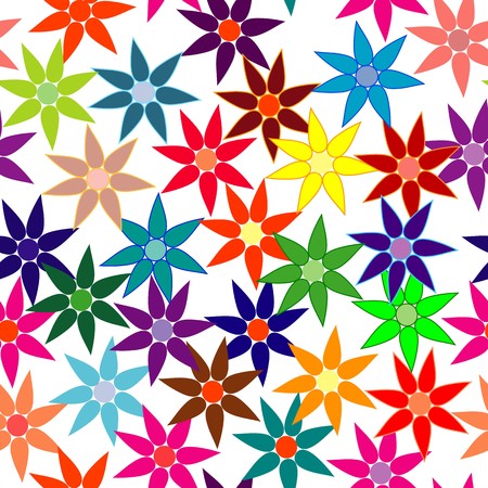 Vivid colorful repeating flower background on whiteのイラスト素材