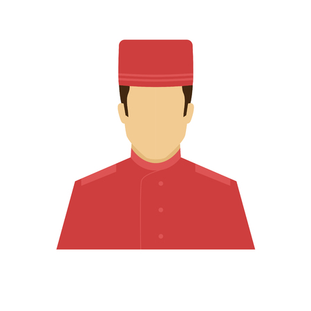 Concierge avatar icon. Profession logo. Male character. A man in professional clothes. People specialists. Flat simple vector illustration.のイラスト素材