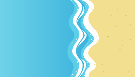 Beach poster. View from above (top view). Beautiful summer background. Banner template. Flat style vector illustration.のイラスト素材
