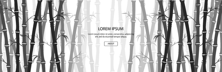 Green bamboo background. Asian forest set. China culture. Traditional plant. Beautiful template for header, banner, card or brochure. Simple beautiful design. Flat style vector illustration.のイラスト素材