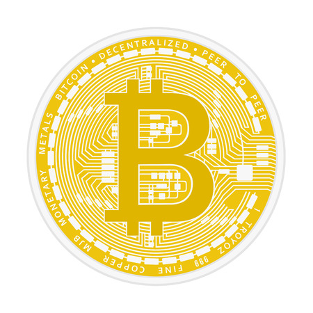 Bitcoin crypto currency flat style logo isolated on white background. Official blockchain bitcoin icon. Realistic design vector illustration.のイラスト素材