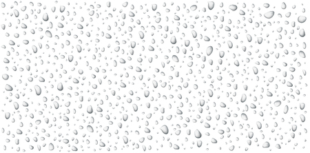 Realistic water drops set isolated on white background. Beautiful background. Simple design. Vector illustration.のイラスト素材