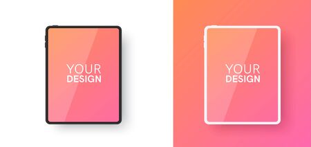 Tablet template. Flat style smartphone border. Simple modern colorful design. Realistic concept with empty screen. UI, UX, GUI for mobile app. Black and white, bright colors. Vector illustration.のイラスト素材
