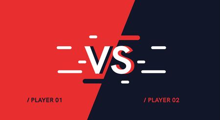 Vs screen. Blue and red abstract versus background. Fight template. Simple modern comic design. Flat style vector illustration.のイラスト素材