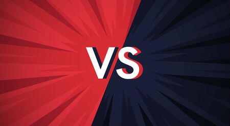 Vs screen. Blue and red abstract versus background. Fight template. Simple modern comic design. Flat style vector illustration.のイラスト素材