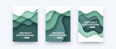 Abstract paper cut covers. Vertical banners, brochures, posters. Water waves template. Simple...