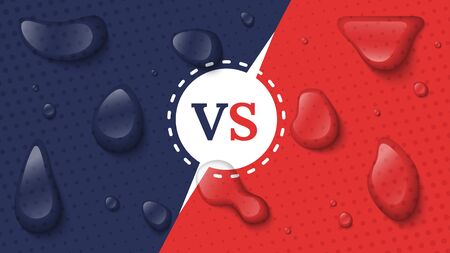 Vs screen. Blue and red abstract versus background. Fight template. Simple modern comic design. Flat...