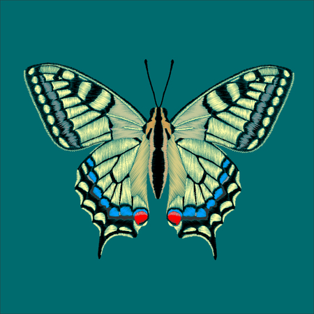 Papilio machaon butterfly design for clothing. Decorative element for embroidery, patches and stickers.のイラスト素材