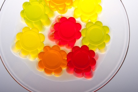 colored fruit jelly on white backgroundの写真素材