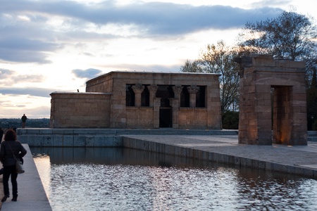 views of temple of Debod in the city of Madridの写真素材
