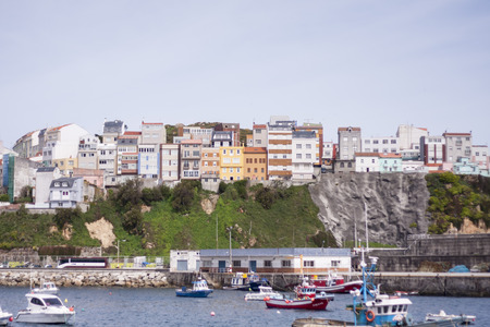 fishing port with traditional fishing boatsのeditorial素材