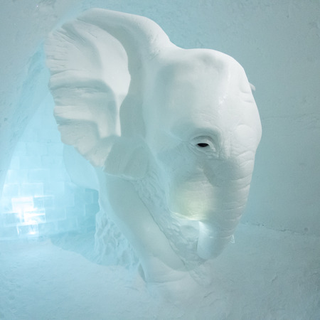 ice sculptures in icehotel in  Kiruna. Jukkasjarvi. Sweden. Laplandのeditorial素材