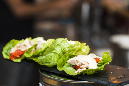 Several Spanish tapas called pintxos of the Basque countryの写真素材