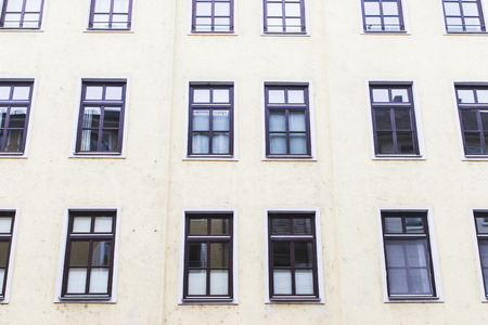 facade building with windows in the light of day