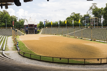Medieval tournament with knights, performances, shows, food and drink typical of the area in Kaltenber, Germany.のeditorial素材