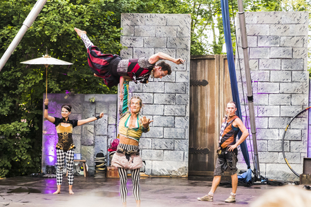 Medieval tournament with knights, performances, shows, food and drink typical of the area in Kaltenber, Germany.のeditorial素材