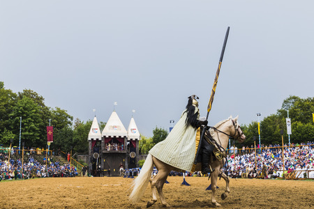 Medieval tournament with knights, performances, shows, food and drink typical of the area in Kaltenber, Germany.のeditorial素材