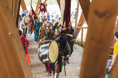 Medieval tournament with knights, performances, shows, food and drink typical of the area in Kaltenber, Germany.のeditorial素材