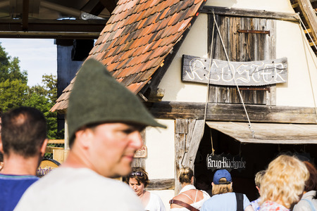 Medieval tournament with knights, performances, shows, food and drink typical of the area in Kaltenber, Germany.のeditorial素材