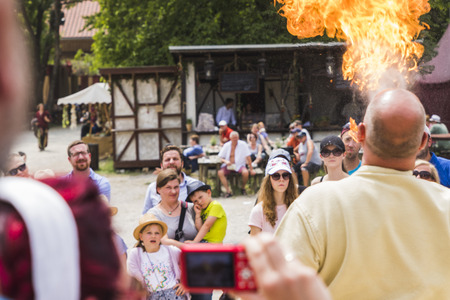 Medieval tournament with knights, performances, shows, food and drink typical of the area in Kaltenber, Germany.のeditorial素材